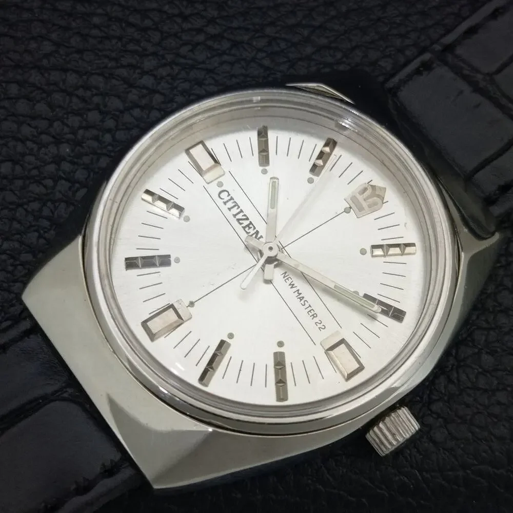 Vintage 1984 Citizen Manual Wound Mens Silver Watch & Silver Accents